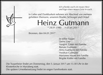 Anzeige von Heinz Gutmann von Reutlinger Generalanzeiger