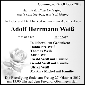 Anzeige von Adolf Herrmann Weiß von Reutlinger General-Anzeiger