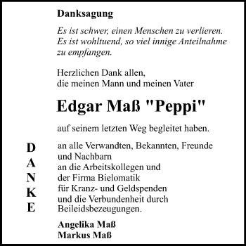 Anzeige von Edgar Maß von Reutlinger General-Anzeiger