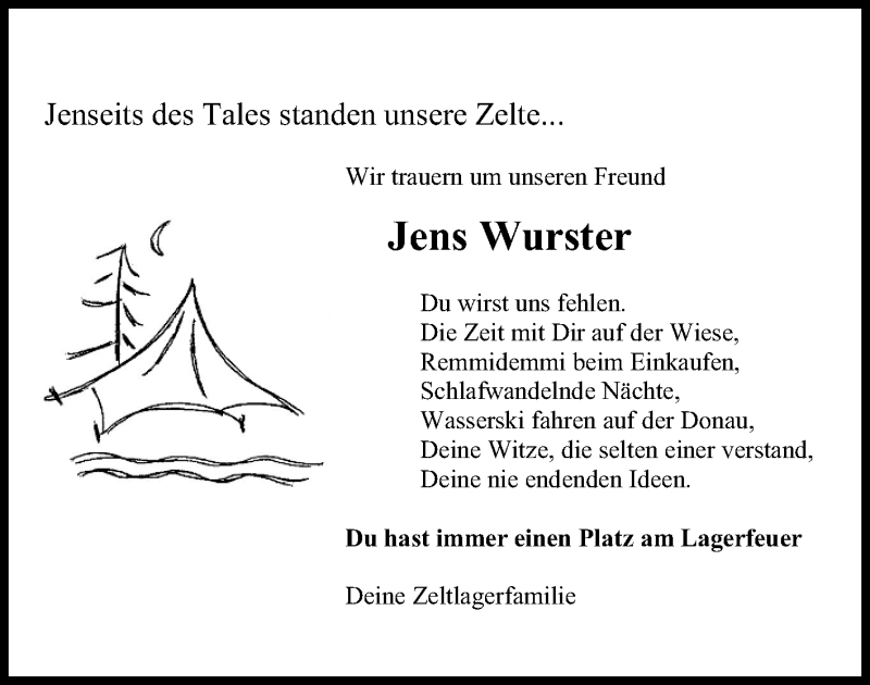  Traueranzeige für Jens Wurster vom 16.11.2017 aus Reutlinger General-Anzeiger