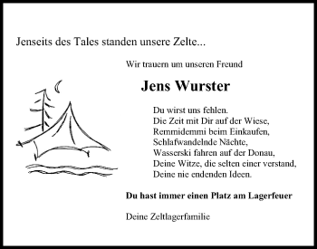 Anzeige von Jens Wurster von Reutlinger General-Anzeiger