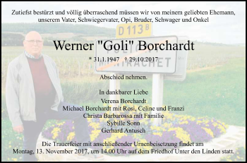 Anzeige von Werner Borchardt von Reutlinger General-Anzeiger