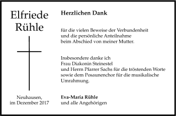 Anzeige von Elfriede Rühle von Reutlinger General-Anzeiger