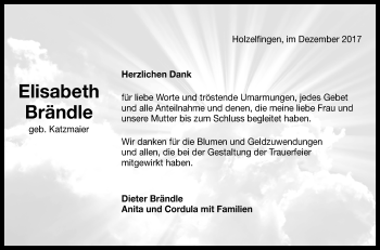 Anzeige von Elisabeth Brändle von Reutlinger General-Anzeiger