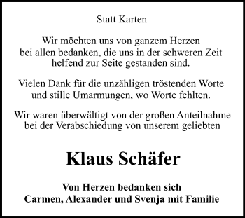 Anzeige von Klaus Schäfer von Reutlinger Generalanzeiger