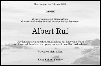 Anzeige von Albert Ruf von Reutlinger Generalanzeiger