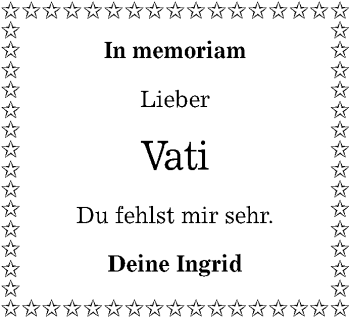 Anzeige von Vati  von Reutlinger Generalanzeiger