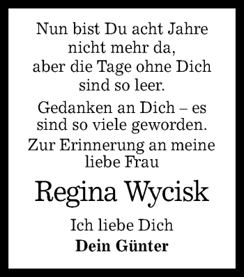 Anzeige von Regina Wycisk von Reutlinger General-Anzeiger