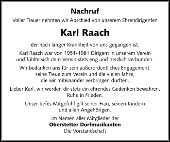 Anzeige von Karl Raach von Reutlinger General-Anzeiger