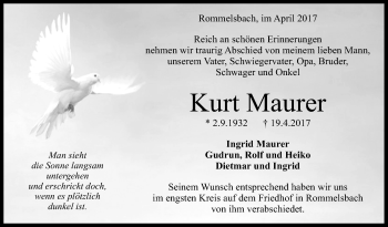 Anzeige von Kurt Maurer von Reutlinger General-Anzeiger