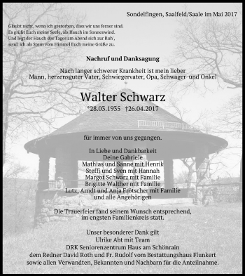 Anzeige von Walter Schwarz von Reutlinger General-Anzeiger