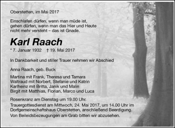 Anzeige von Karl Raach von Reutlinger General-Anzeiger