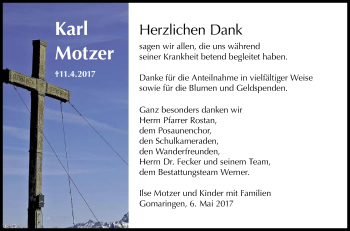 Anzeige von Karl Motzner von Reutlinger General-Anzeiger
