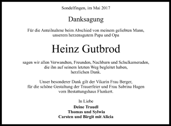 Anzeige von Heinz Gutbrod von Reutlinger General-Anzeiger