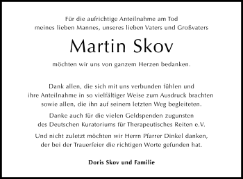 Anzeige von Martin Skov von Reutlinger General-Anzeiger