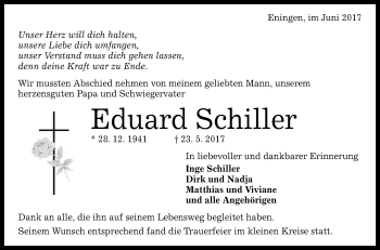 Anzeige von Eduard Schiller von Reutlinger General-Anzeiger