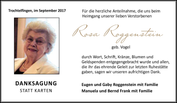 Anzeige von Rosa Roggenstein von Reutlinger General-Anzeiger