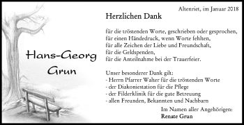 Anzeige von Hans-Georg Grun von Reutlinger General-Anzeiger