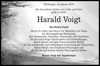 Anzeige von Harald Voigt von Reutlinger General-Anzeiger