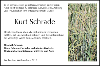 Anzeige von Kurt Schrade von Reutlinger General-Anzeiger