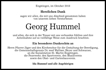 Anzeige von Georg Hummel von Reutlinger General-Anzeiger