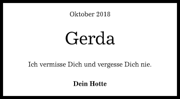 Anzeige von Gerda  von Reutlinger General-Anzeiger