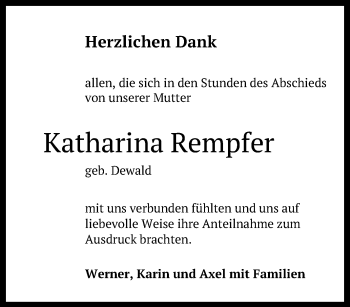 Anzeige von Katharina Rempfer von Reutlinger General-Anzeiger