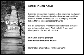 Anzeige von Marcel Jaudas von Reutlinger General-Anzeiger