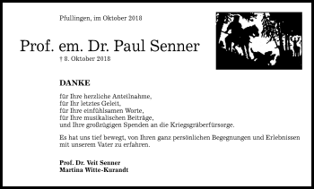 Anzeige von Paul Senner von Reutlinger General-Anzeiger