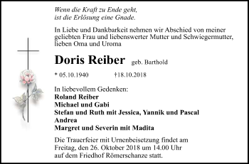 Anzeige von Roland Reiber von Reutlinger General-Anzeiger