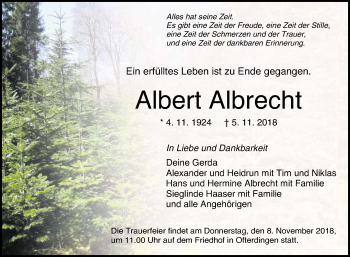 Anzeige von Albert Albrecht von Reutlinger General-Anzeiger