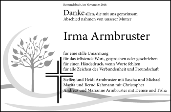 Anzeige von Irma Armbruster von Reutlinger General-Anzeiger