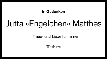 Anzeige von Jutta Matthes von Reutlinger General-Anzeiger