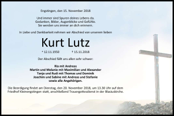 Anzeige von Kurt Lutz von Reutlinger General-Anzeiger