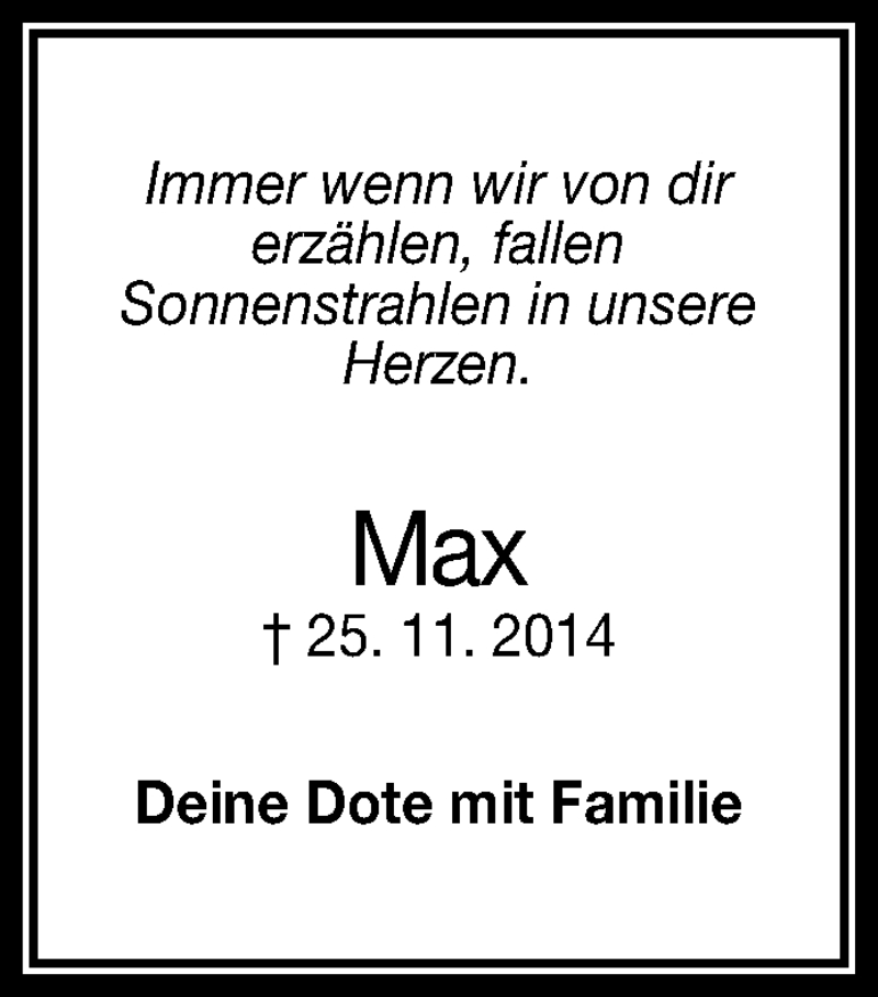  Traueranzeige für Max Mayer vom 24.11.2018 aus Reutlinger General-Anzeiger