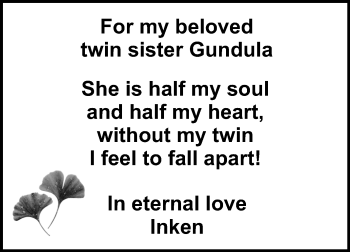 Anzeige von Gundula Necker von Reutlinger General-Anzeiger