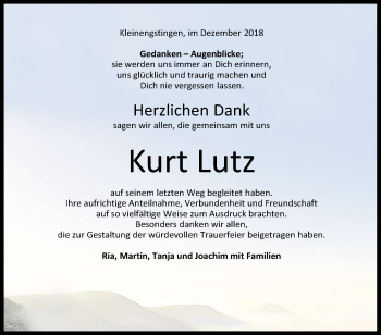 Anzeige von Kurt Lutz von Reutlinger General-Anzeiger