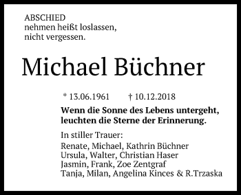 Anzeige von Michael Büchner von Reutlinger General-Anzeiger