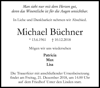 Anzeige von Michael Büchner von Reutlinger General-Anzeiger