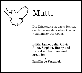 Anzeige von Mutti  von Reutlinger General-Anzeiger