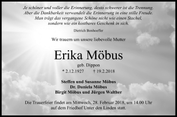 Anzeige von Erika Möbus von Reutlinger General-Anzeiger