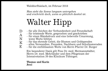 Anzeige von Walter Hipp von Reutlinger General-Anzeiger