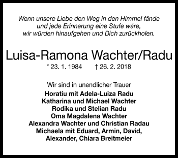 Anzeige von Luisa-Ramona Wachter/Radu 