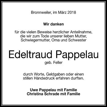 Anzeige von Edeltraud Pappelau von Reutlinger General-Anzeiger