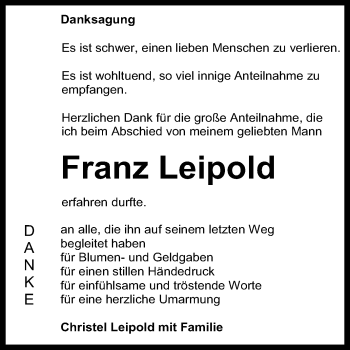 Anzeige von Franz Leipold von Reutlinger General-Anzeiger