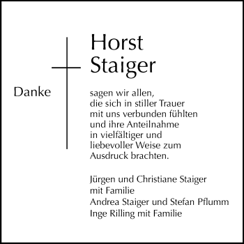 Anzeige von Horst Staiger von Reutlinger General-Anzeiger