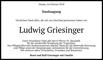 Anzeige von Ludwig Griesinger von Reutlinger General-Anzeiger