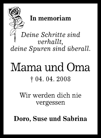 Anzeige von Mama und Oma  von Reutlinger General-Anzeiger