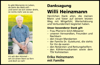 Anzeige von Willi Heinzmann von Reutlinger General-Anzeiger