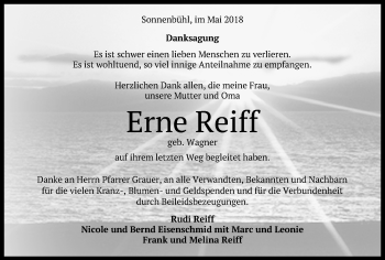 Anzeige von Erne Reiff von Reutlinger General-Anzeiger